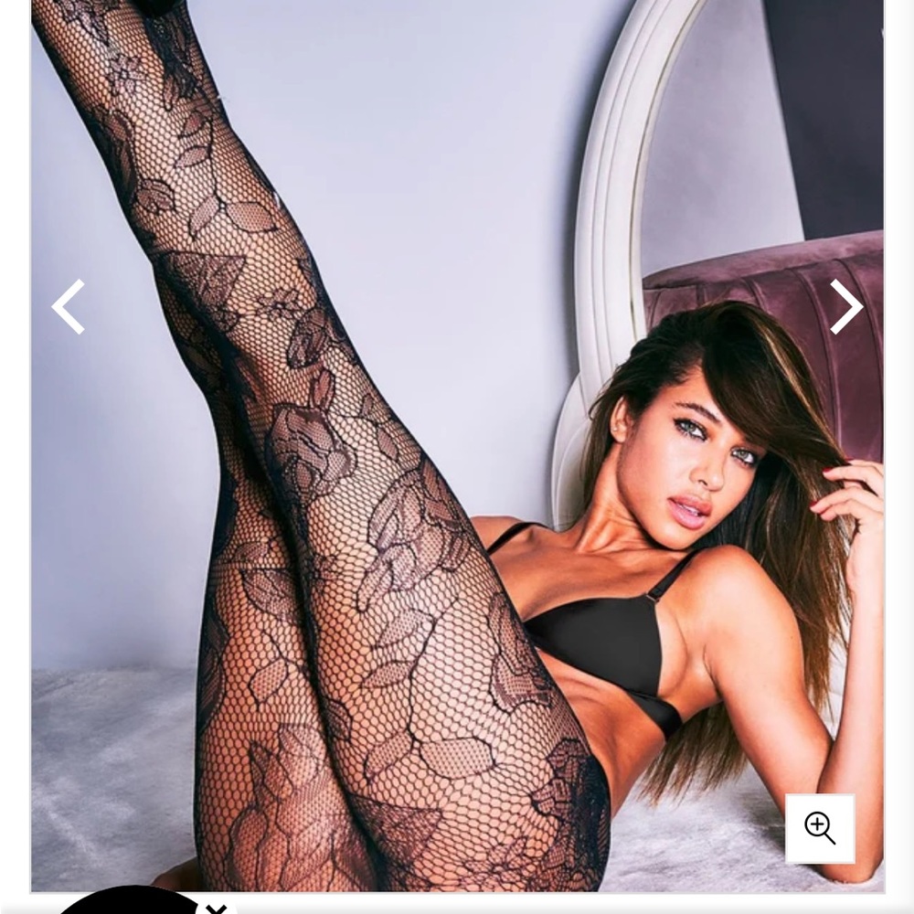 Fleur du Mal Limited Edition Rose Lace Tights Black